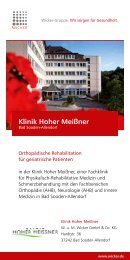 Klinik Hoher Meißner Orthopädische Rehabilitation für geriatrische