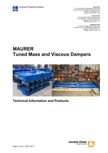 [Brochure] MAURER Tuned Mass and Viscous Dampers