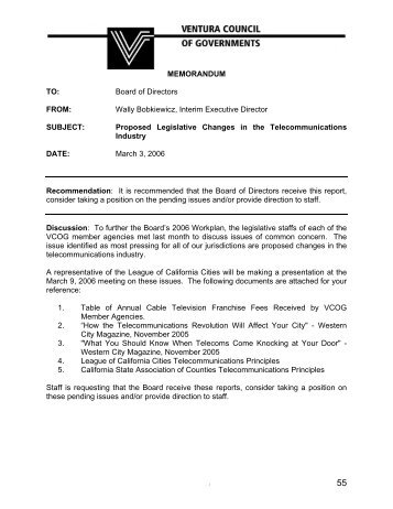 MEMORANDUM TO: Board of Directors FROM: Wally Bobkiewicz ...