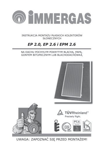 Instrukcja montaÅ¼u kolektorÃ³w pÅaskich EP/EPM na ... - Immergas