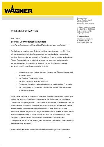 presseinformation - WAGNER-Group