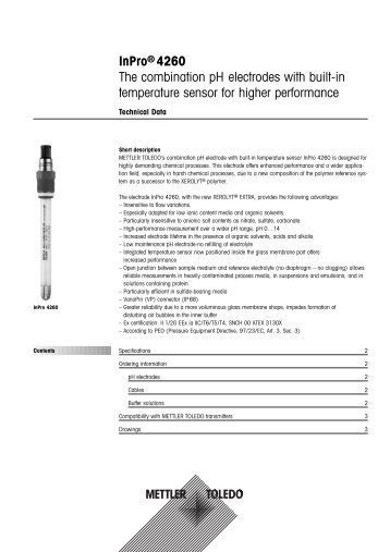 InProÃ‚Â® 4260 The combination pH electrodes with ... - Mettler-Toledo