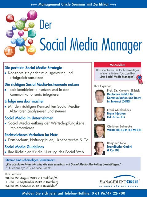 Seminar: Der Social Media Manager - Management Circle AG