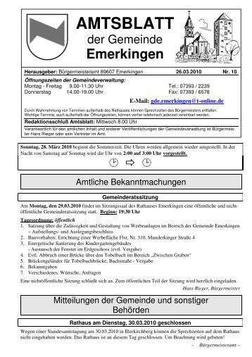 AMTSBLATT - Gemeinde Emerkingen