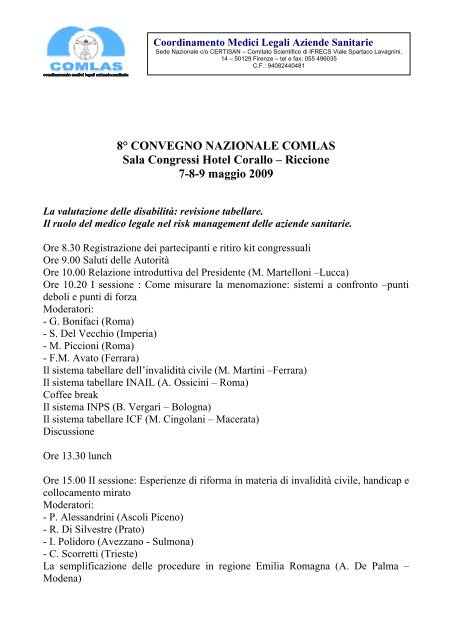 8Â° convegno nazionale comlas - Associazione Italiana Familiari e ...