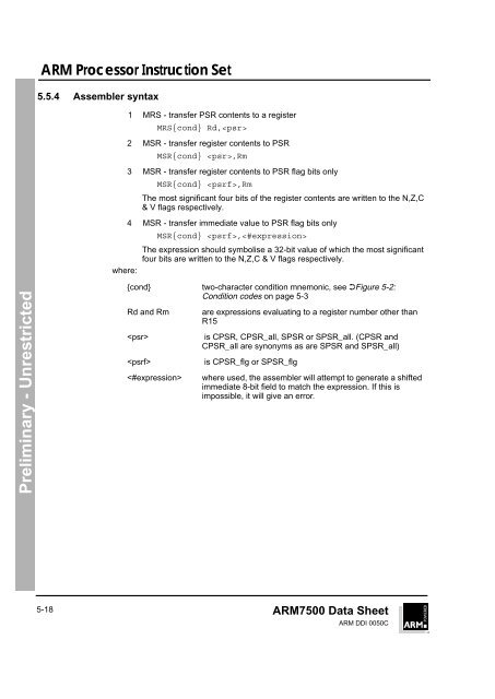 ARM Processor Instruction Set