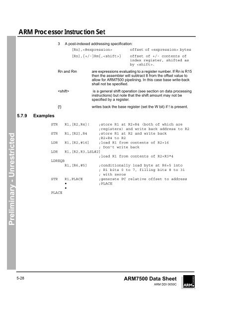 ARM Processor Instruction Set