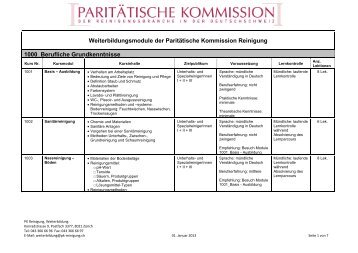 Weiterbildungsmodule der ParitÃ¤tische Kommission ... - PK Reinigung