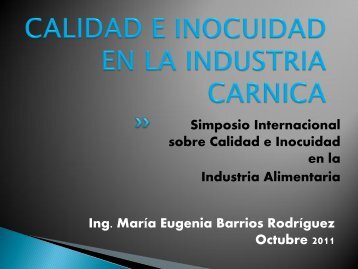 CALIDAD E INOCUIDAD EN LA INDUSTRIA CARNICA