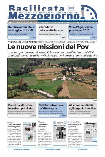 Le nuove missioni del Pov - Regione Basilicata