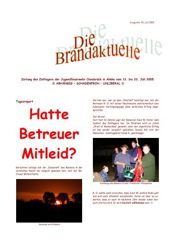 Zeltlagerzeitung vom 17.07.05 - Jugendfeuerwehr OsnabrÃ¼ck