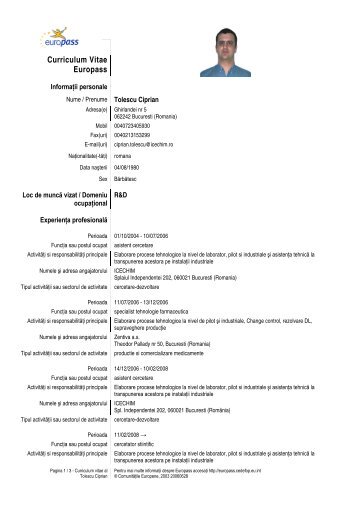 Curriculum Vitae Europass - ICECHIM