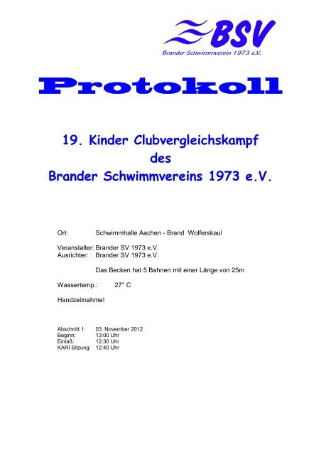 Protokoll - Brander Schwimmverein 1973 e. V.