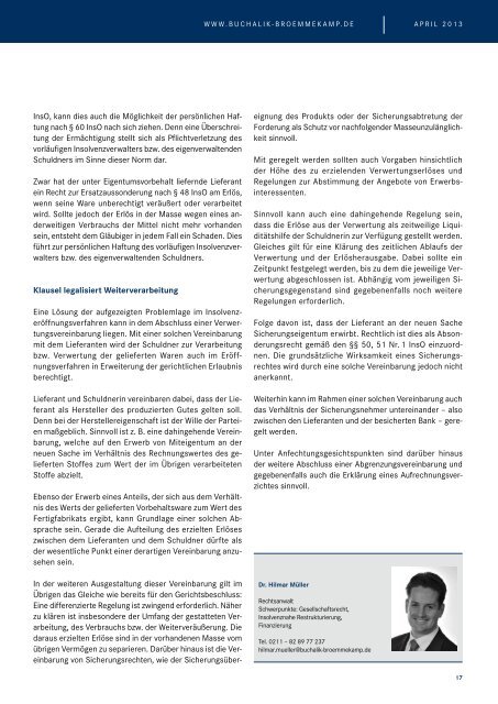 Newsletter April 2013 - Buchalik BrÃ¶mmekamp