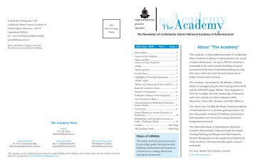About "The Academy" - lbsnaa