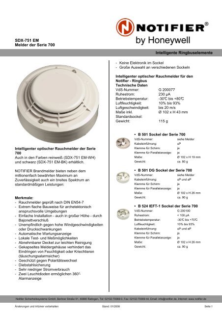 SDX-751 EM Melder der Serie 700 Intelligente Ringbuselemente