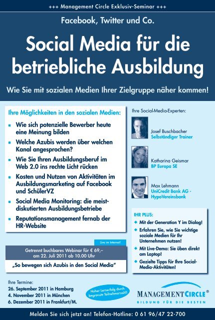 Social Media für die betriebliche Ausbildung - Management Circle AG