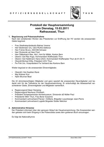Protokoll HV 2011 - OG Thun