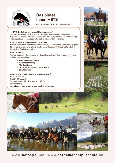 1. HETS Natural Horsemanship FORUM - bei swissendurance.ch!