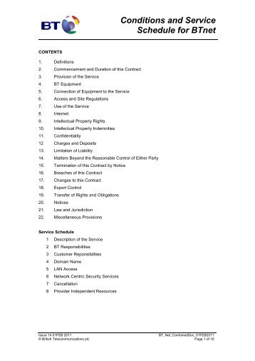 BTnet Conditions and Service - BT Business