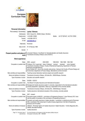 Europass Curriculum Vitae