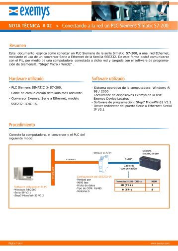 Conectando a la red un PLC Siemens Simatic S7-200 - Exemys