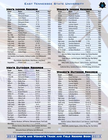 Track and Field Record Book - ETSUBucs.com