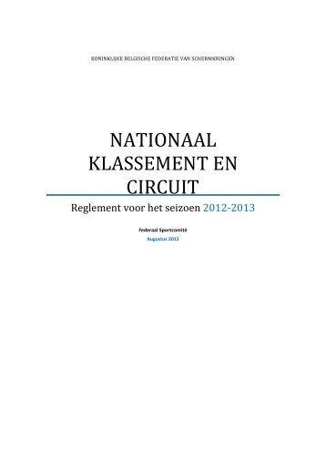 NATIONAAL KLASSEMENT EN CIRCUIT - Vlaamse Schermbond