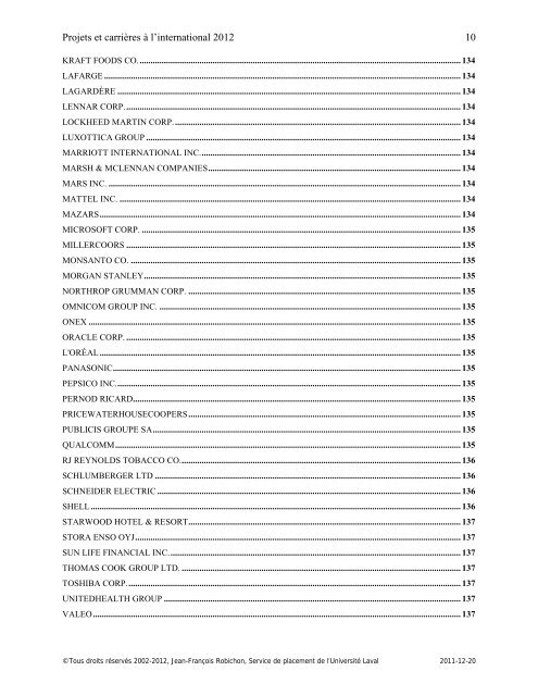 Projets et carrières à l'international - Le Service de placement de l ...