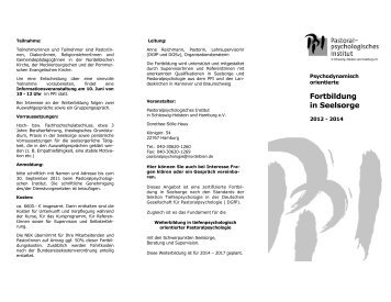 Fortbildung in Seelsorge - Pastoralpsychologisches Institut