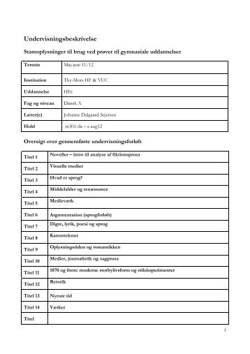 Undervisningsbeskrivelse - Thy-Mors HF & VUC