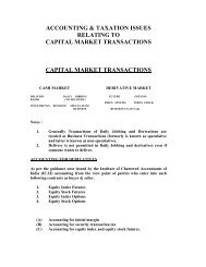 Accounting & Taxation Issues relating to Capital Market Transactions