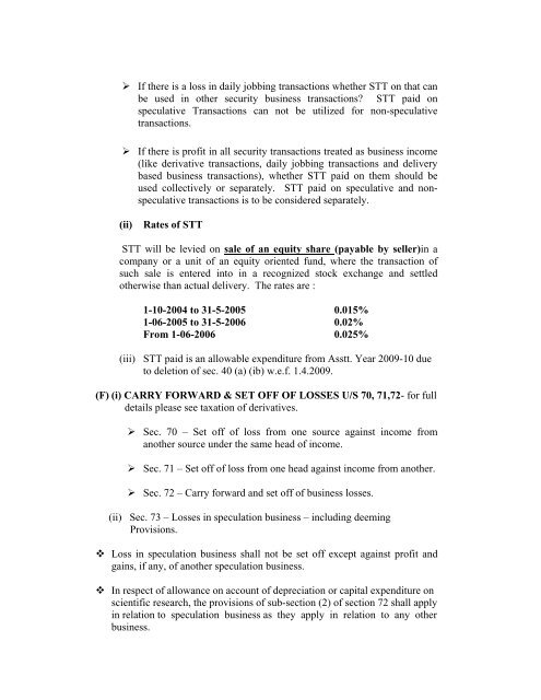 Accounting & Taxation Issues relating to Capital Market Transactions