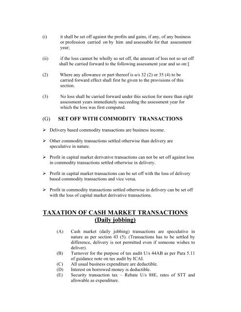 Accounting & Taxation Issues relating to Capital Market Transactions