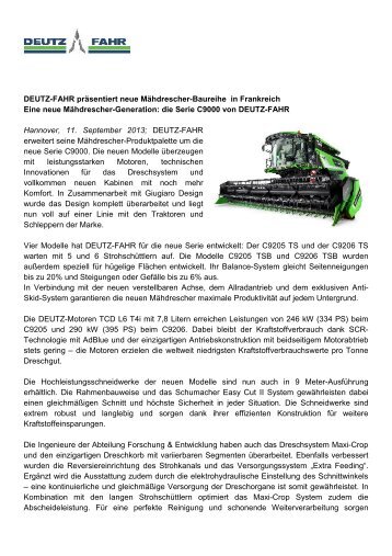 DEUTZ-FAHR präsentiert neue Mähdrescher-Baureihe in ...