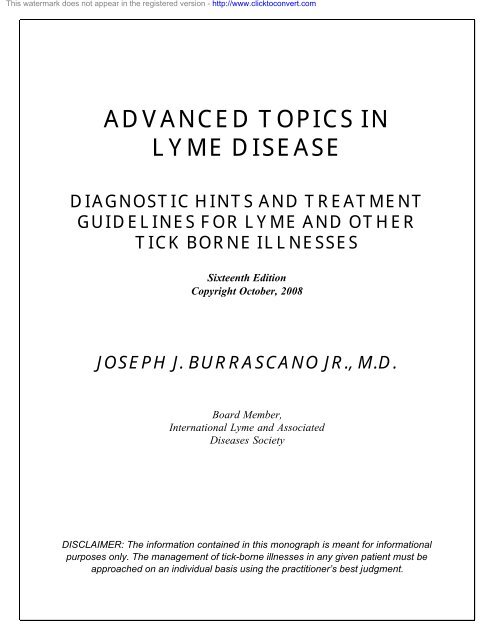 Dr. Burrascano's Treatment Guidelines - Lyme Disease Network