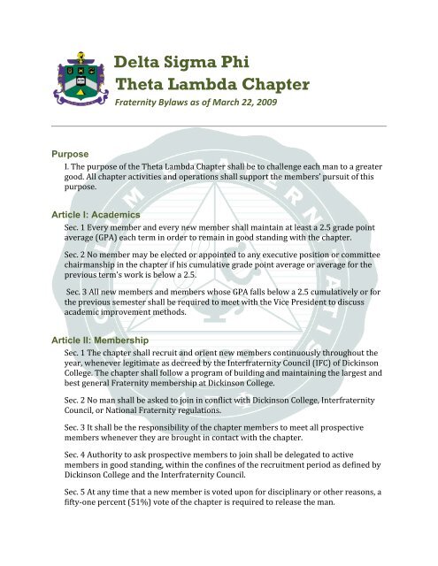 Delta Sigma Phi Theta Lambda Chapter - Dickinson College