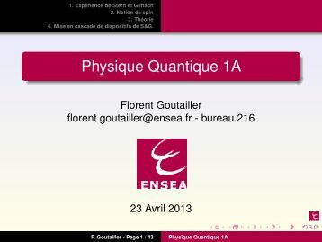 Physique Quantique 1A - Ensea