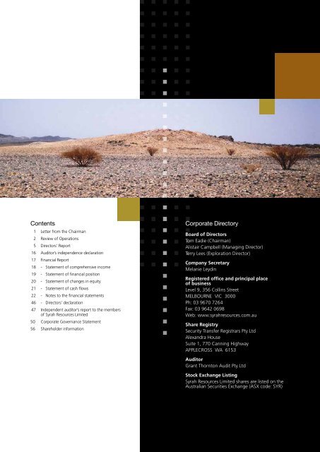 Annual Report 2011 - Syrah Resources Ltd