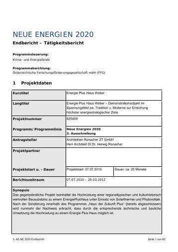 NEUE ENERGIEN 2020 - architekten ronacher ZT GmbH