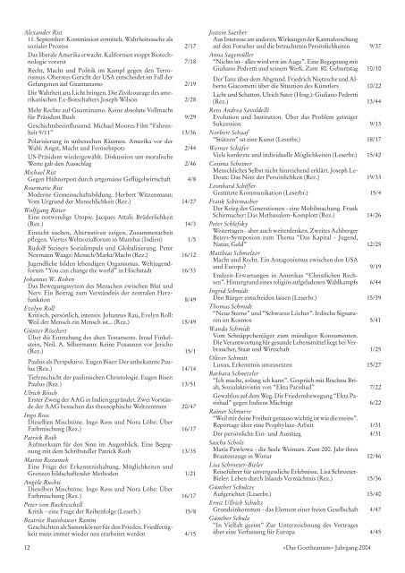 Jahresinhaltsverzeichnis 2004 Â· nach Autoren ... - Das Goetheanum