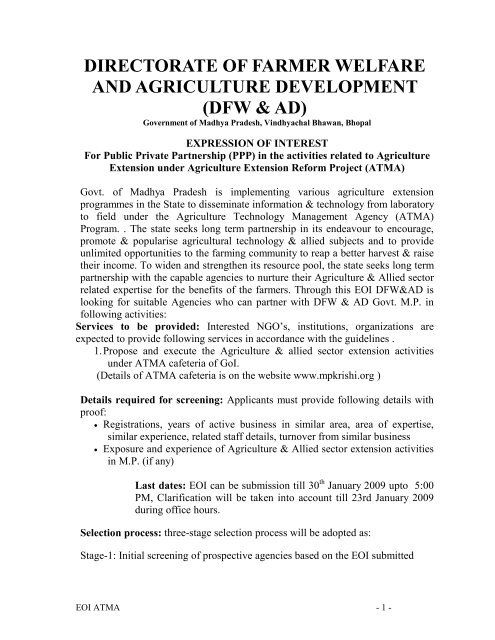 directorate of farmer welfare and agriculture development - MP Krishi
