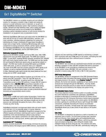 Spec Sheet: DM-MD6X1 - bei vip systemtechnik