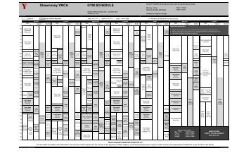 Shawnessy YMCA GYM SCHEDULE - YMCA Calgary