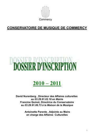 Dossier inscription conservatoire de musique 2010-11 - Commercy