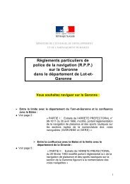 RÃ©glements Particuliers de la Police de la navigation sur la Garonne