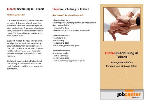 Einzelumschulung in Teilzeit - Jobcenter Dortmund