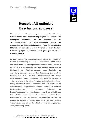 Hensoldt AG optimiert Beschaffungsprozess - GÃƒÂ¼nther & Schramm