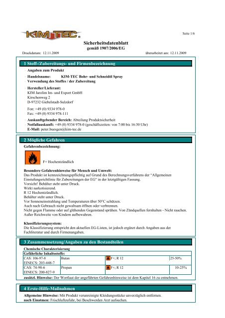 Sicherheitsdatenblatt