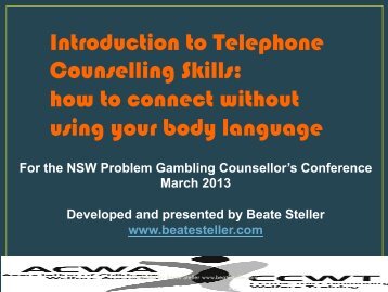 Introduction to Telephone Counselling Skills: how to ... - ACWA